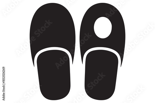 Beach flip flops icon  black silhouette vector
