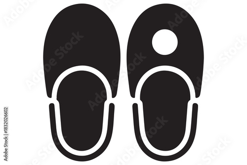 Beach flip flops icon  black silhouette vector
