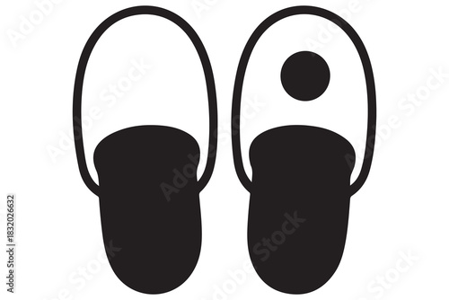 Beach flip flops icon  black silhouette vector
