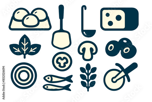 Food preparation tools and ingredients on a simple background for cooking and culinary activities