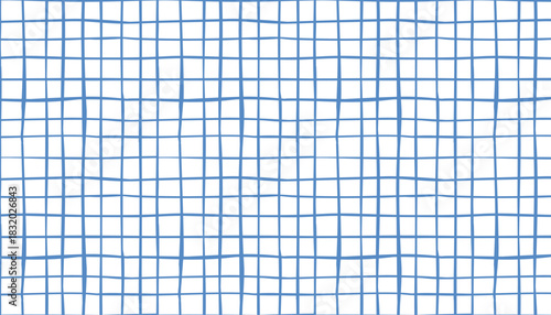 A seamless blue Vichy check pattern with a hand-drawn textured grid. Vector checkered design for scrapbooking, fabric, textiles, apparel, fashion backdrops, wrapping paper, wallpaper, and packaging