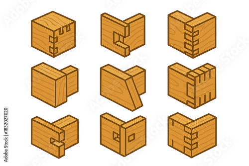 Different types of wooden joints for furniture making and carpentry projects