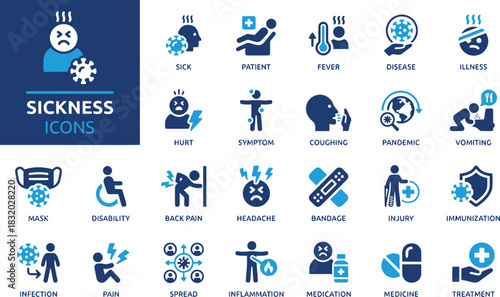 sickness, health, medical, sick, patient, fever, disease, illness, hurt, symptom, coughing, pandemic, vomiting, mask, disability, back pain, headache, bandage, injury, immunization, infection, pain, s