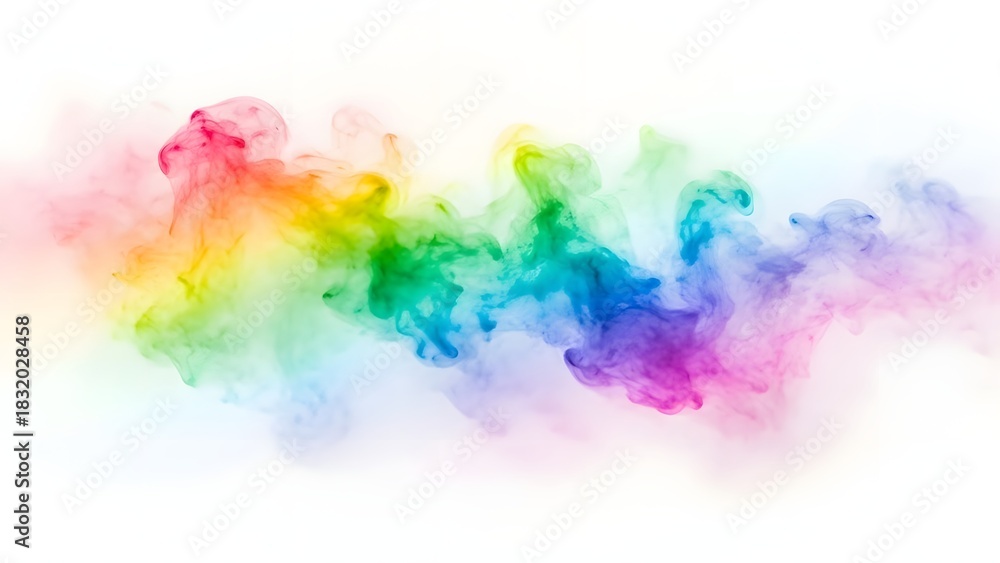 Fototapeta premium Rainbow Smoke Swirl on White Background