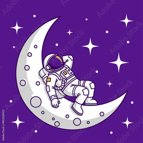 A Whimsical Astronaut's Lunar Respite A cosmic depiction of peaceful relaxation and interstellar
