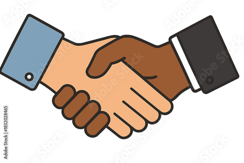 Diverse individuals shaking hands to signify collaboration and unity in a professional setting