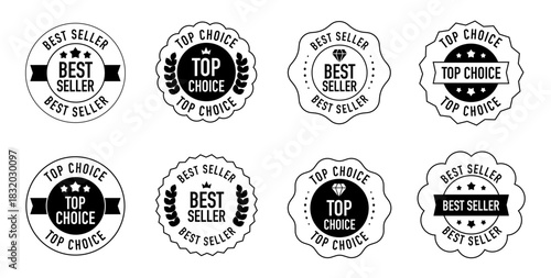 Black and white best seller and top choice badge collection