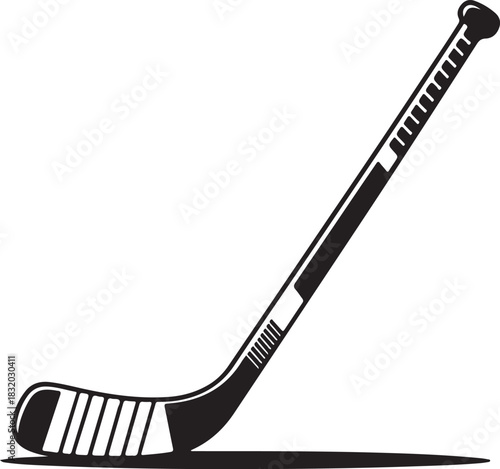 Hockey Stick Silhouette Icon Vector. Hockey stick icon. Black silhouette.