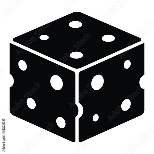 Solid Swiss cheese block silhouette icon for dairy product packaging