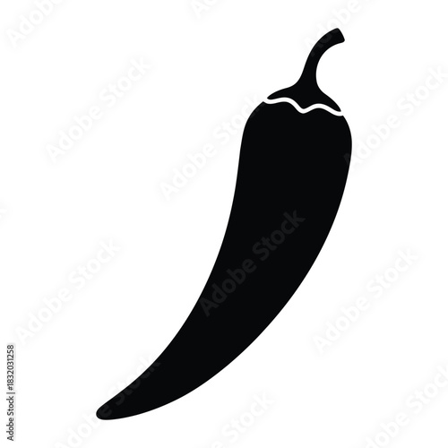 Solid chili pepper silhouette icon for spicy food branding and heat level rating
