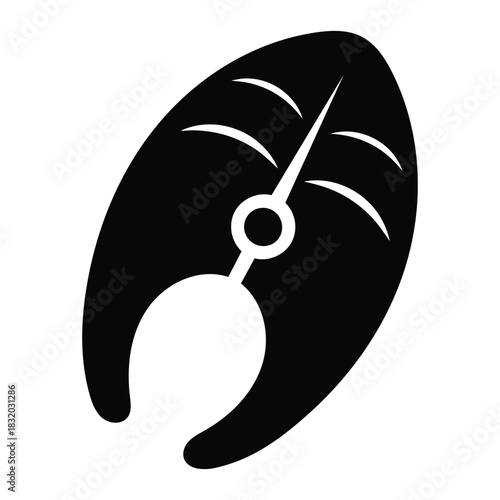 Solid fish fillet silhouette icon for seafood market and restaurant menu