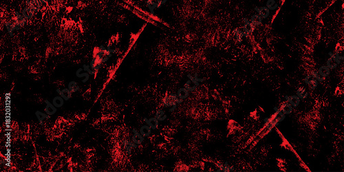 Scratched Grunge Urban Background Texture Vector .Dark grungy black textured of the red marble background. Worn surface. Grunge pattern of dust, dirt, scratches Dirty black and red grunge.