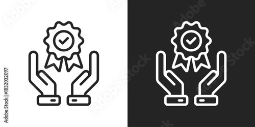 Quality Service Icon In Black And White Line Style