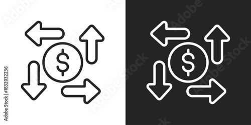 Diversification Icon In Black And White Line Style