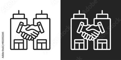 Merger Icon In Black And White Line Style