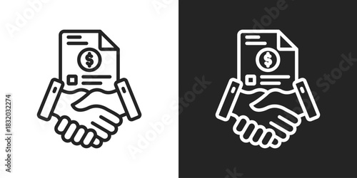 Acquisition Icon In Black And White Line Style