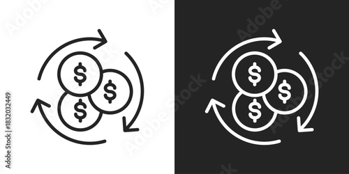 Return On Investment Icon In Black And White Line Style