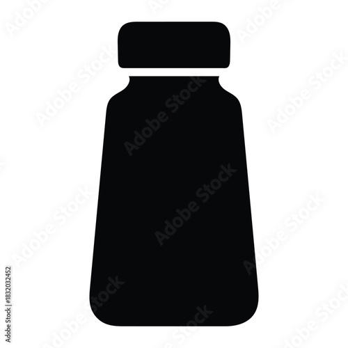 Solid spice jar silhouette icon for seasoning packaging and kitchen storage