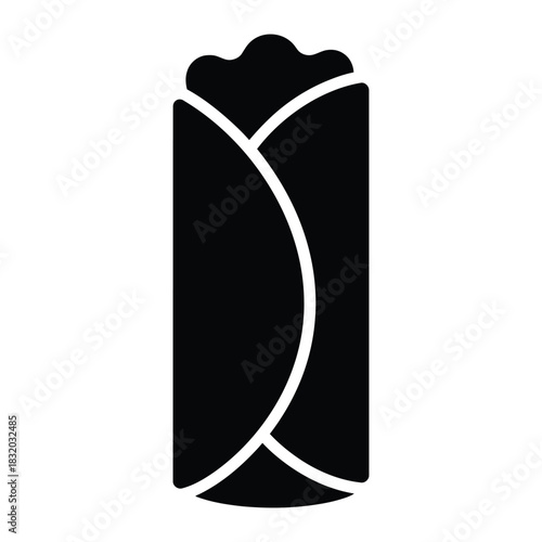 Wrap Roll Silhouette Icon for Street Food and Takeaway Graphics
