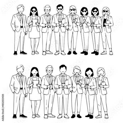 office worker group silhouette