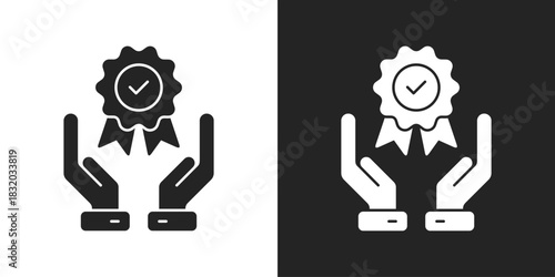 Quality Service Icon In Black And White Glyph Style