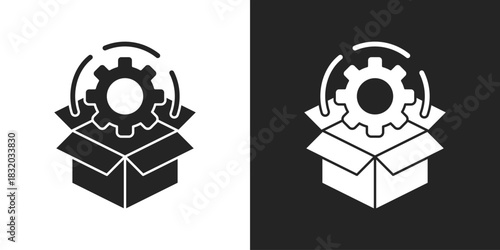 Product Management Icon In Black And White Glyph Style