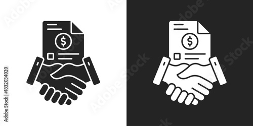 Acquisition Icon In Black And White Glyph Style