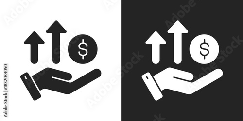 Revenue Icon In Black And White Glyph Style