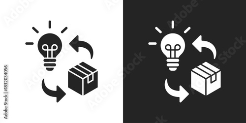 Product Innovation Icon In Black And White Glyph Style