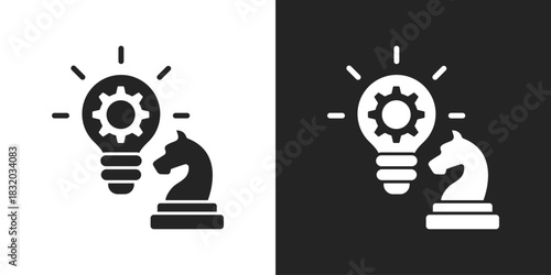 Strategy Icon In Black And White Glyph Style