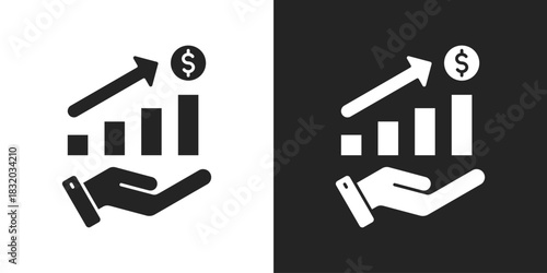 Revenue Icon In Black And White Glyph Style