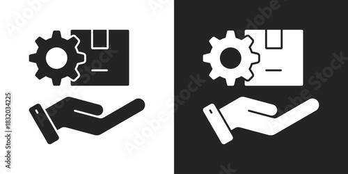 Product Management Icon In Black And White Glyph Style