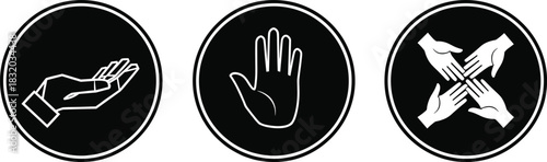 Hands Help Care and Unity Icon Set Vector