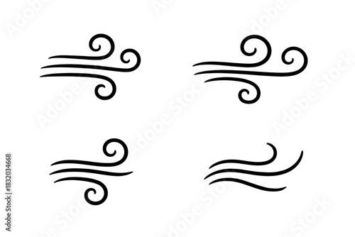 Swirling wind patterns in simple black design showcasing the essence of movement and nature