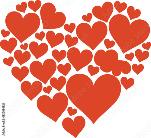 Large red heart shape formed by many smaller red hearts