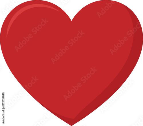 Red heart shape with subtle shading symbol love