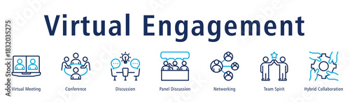 Virtual Engagement Web Banner Duotone Outline