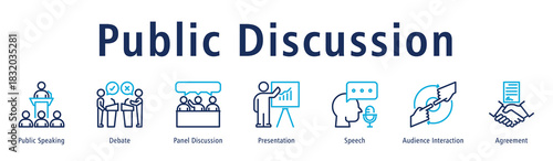 Public Discussion Web Banner Duotone Outline