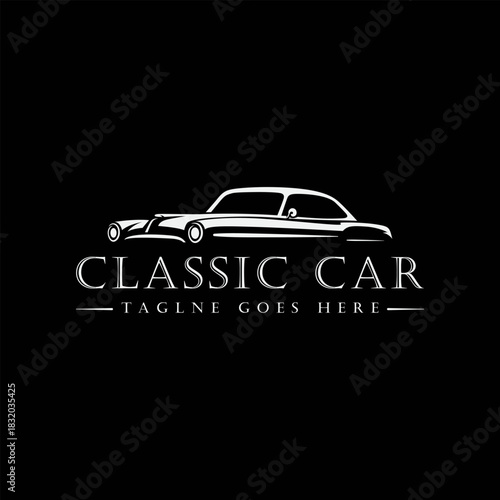 Illustration classic car simple logo inspiration.