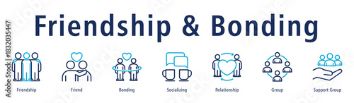 Friendship & Bonding Web Banner Duotone Outline