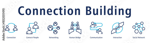 Connection Building Web Banner Duotone Outline