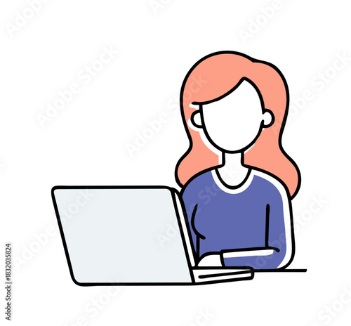 Woman working on laptop for remote online job