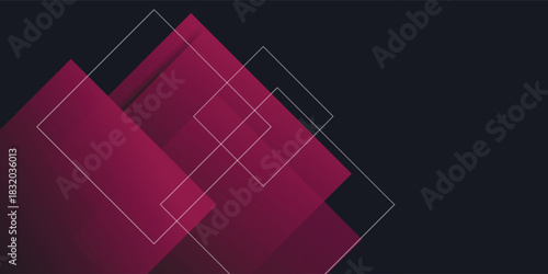 Dark Abstract Background with Pink Squares. Modern concept for graphic design, background, web design, poster, banner, book, slideshow.