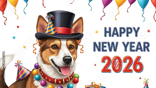 Happy New Year 2026: Adorable Corgi Dog Celebrates in Festive Style
