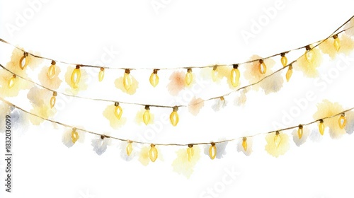 Watercolor illustration of Christmas lights, clip art