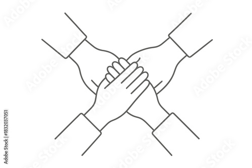 Multiple hands joining together in a supportive gesture, symbolizing teamwork and collaboration among individuals