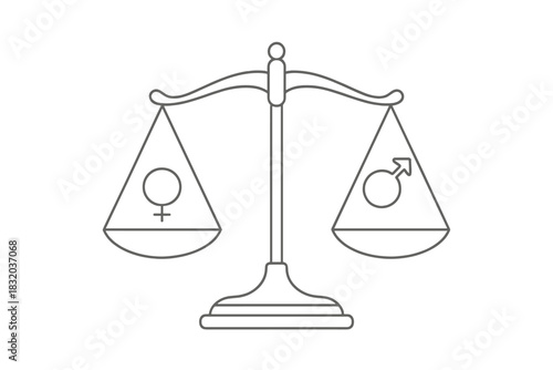 Representation of gender equality through a balanced scale showing male and female symbols