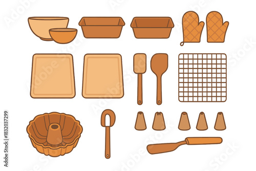 Baking tools and accessories arranged neatly on a table for home cooks and baking enthusiasts