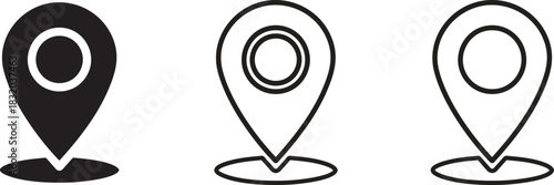 Location pin vector set different style symbol of place pointer sign navigation