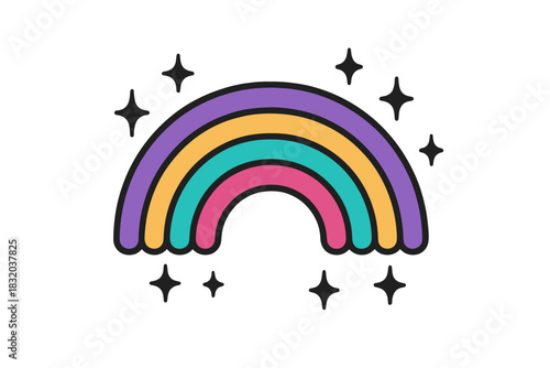 Colorful rainbow with stars on a bright background perfect for festive designs and artwork